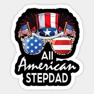 All American Stepdad 4th of July USA America Flag Sunglasses Sticker